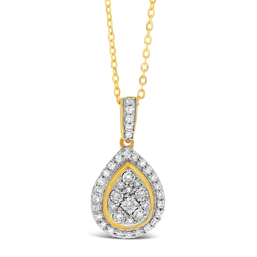 Luminesce Lab Grown Diamond 1/5 Carat Pear Pendant on 45cm Chain in 9ct Yellow Gold