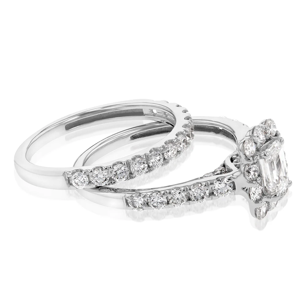 Luminesce Lab Grown Diamond 1.5Ct Bridal Set in Halo Design set in 14ct White Gold - Image 2
