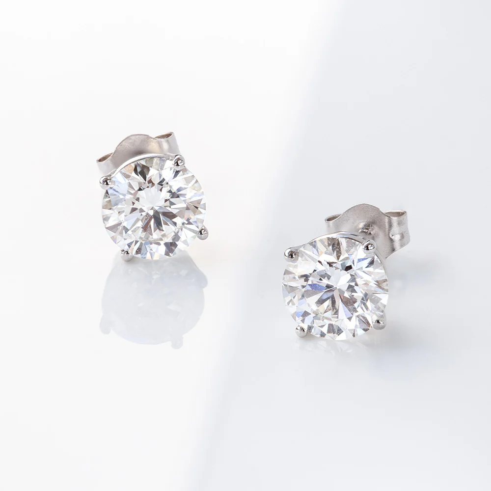 Luminesce Lab Grown Diamond 2 Carat Solitaire Stud Earrings in 14ct White Gold - Image 3