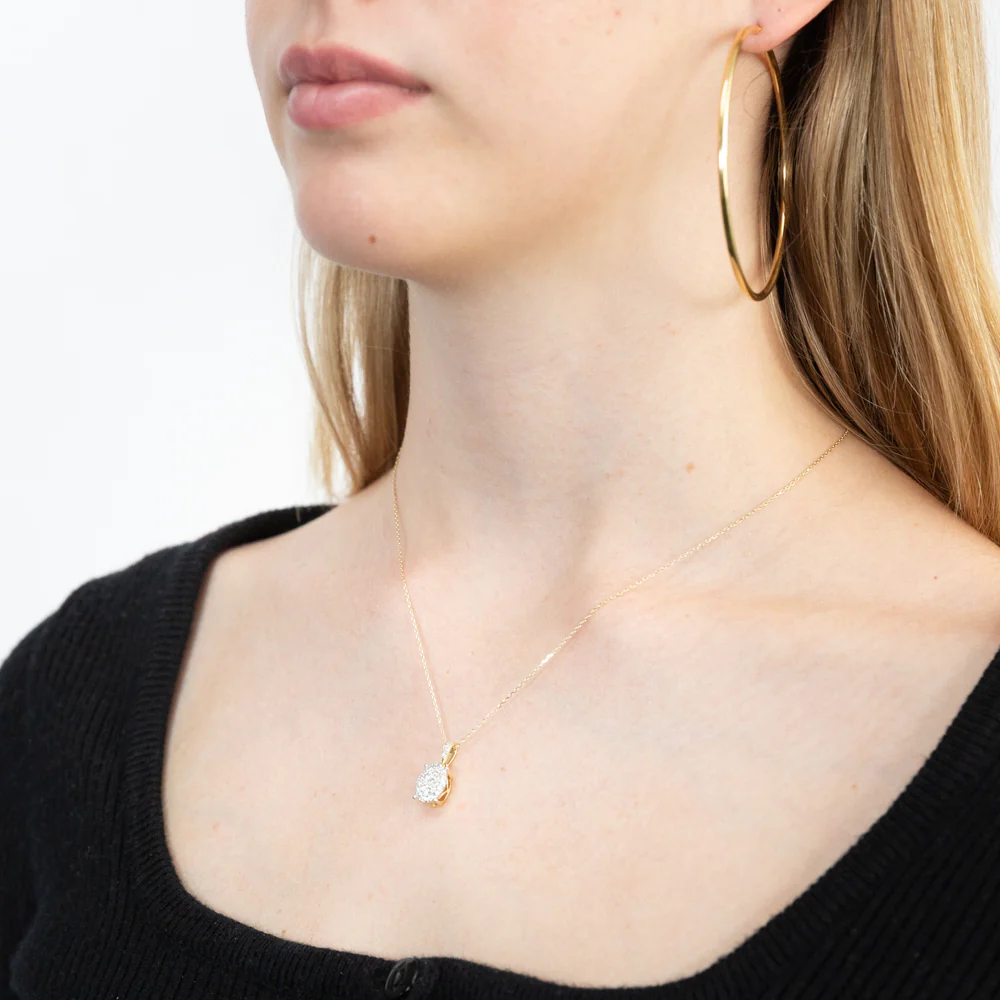 Luminesce Lab Grown Diamond .45 Carat Cluster Pendant in 9ct Yellow Gold With Chain - Image 2