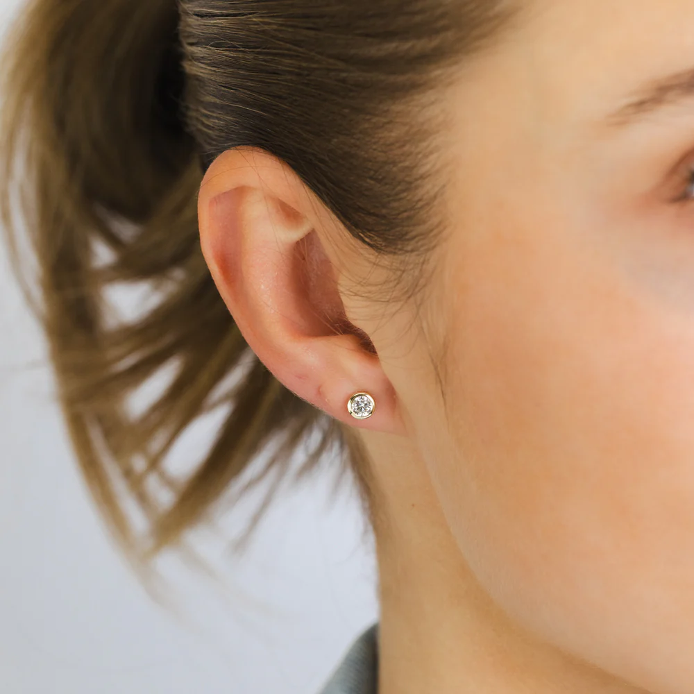 Luminesce Lab Grown Diamond Bezel Set Earrings in 9ct Yellow Gold - Image 2