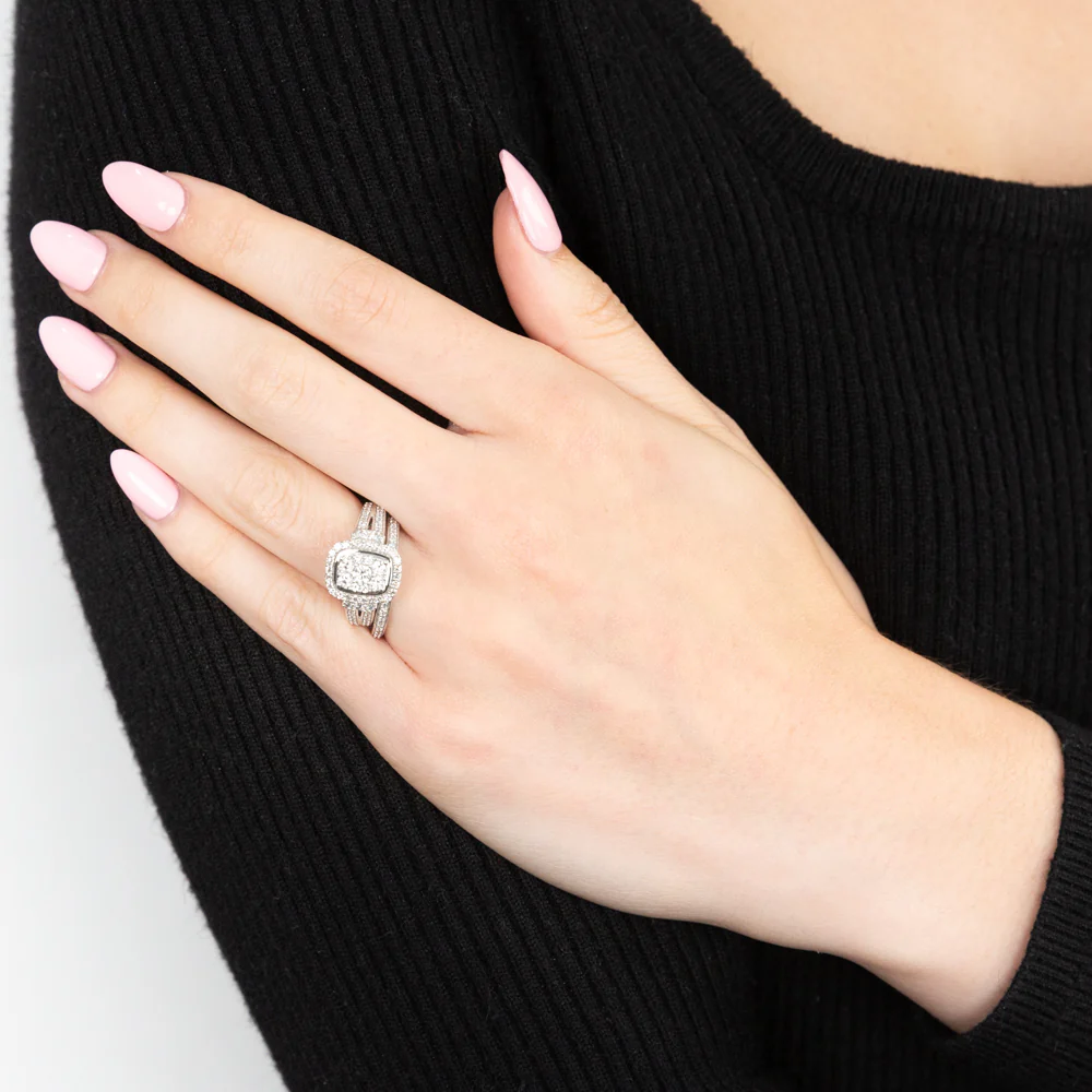 Luminesce Lab Grown Diamond Bridal Set .95Carat in set in 10ct White Gold - Image 3