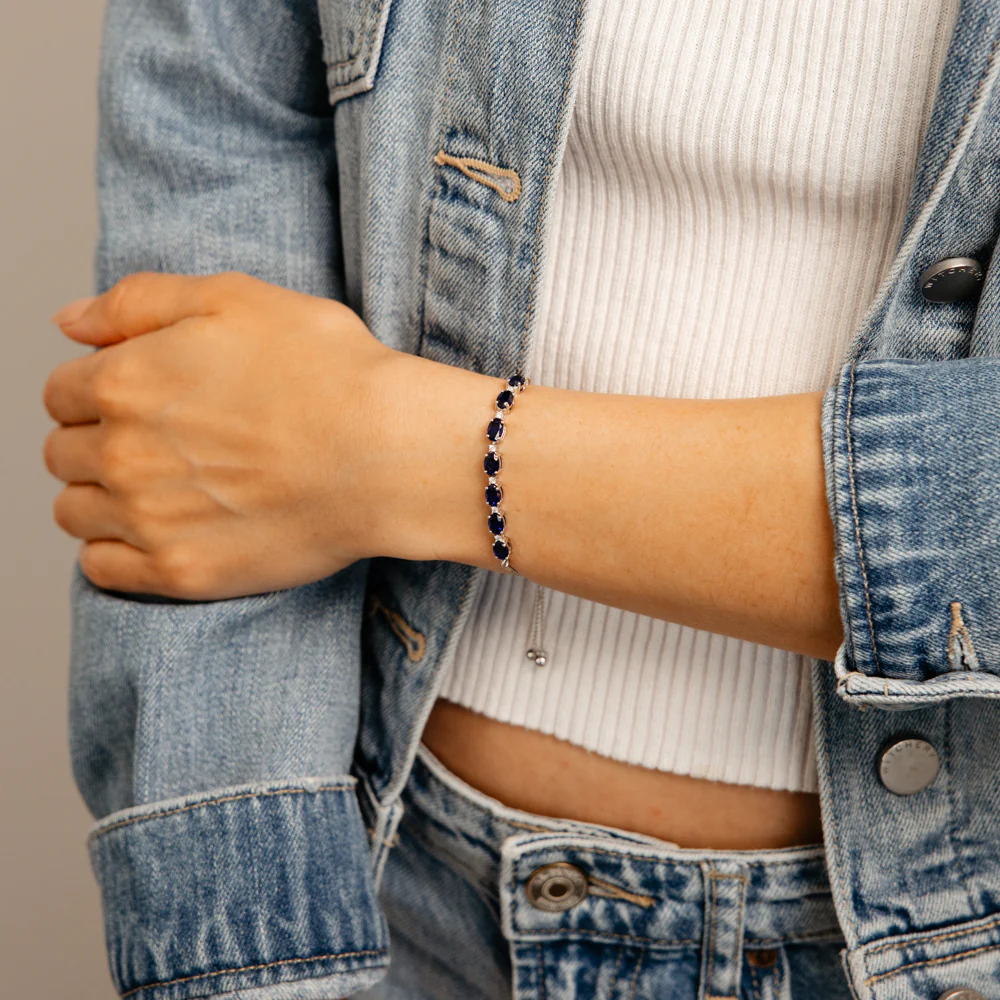 Luminesce Lab Grown Diamond & Created Sapphire 24cm Bolo Bracelet in Sterling Silver - Image 3