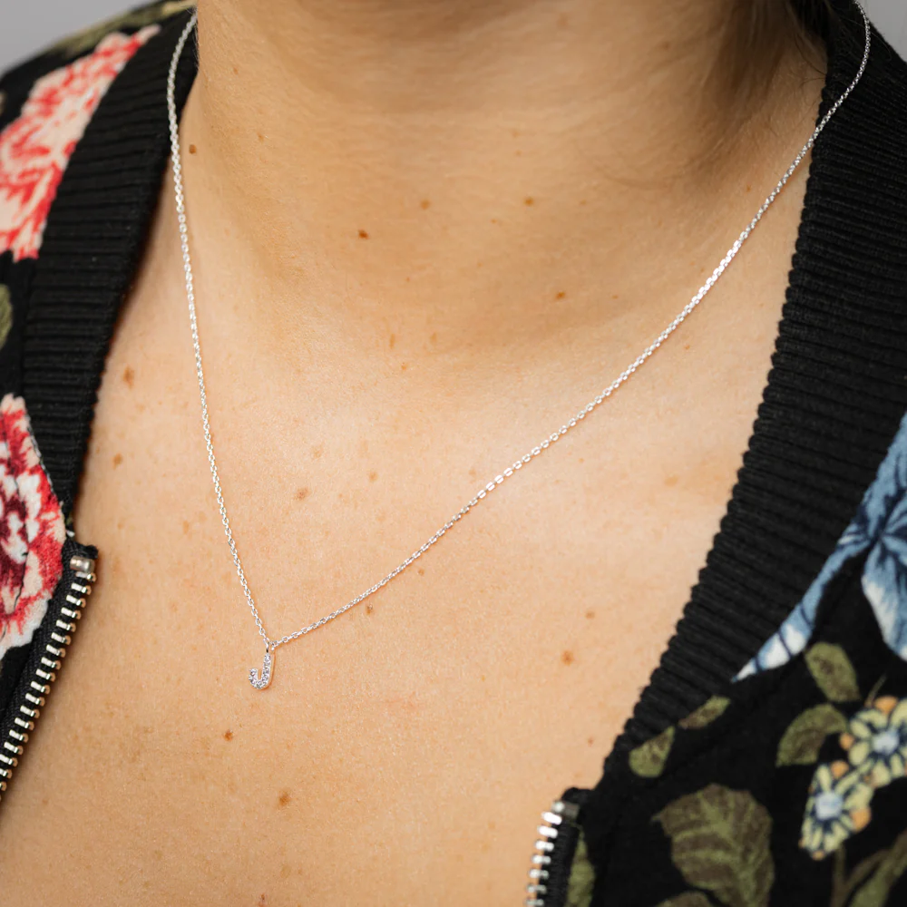 Luminesce Lab Grown Diamond "J" Pendant on Adjustable 40-45cm Chain Set in Sterling Silver - Image 2