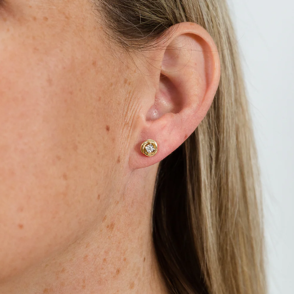 Luminesce Lab Grown Diamond Stud Earrings in 9ct Yellow Gold - Image 2