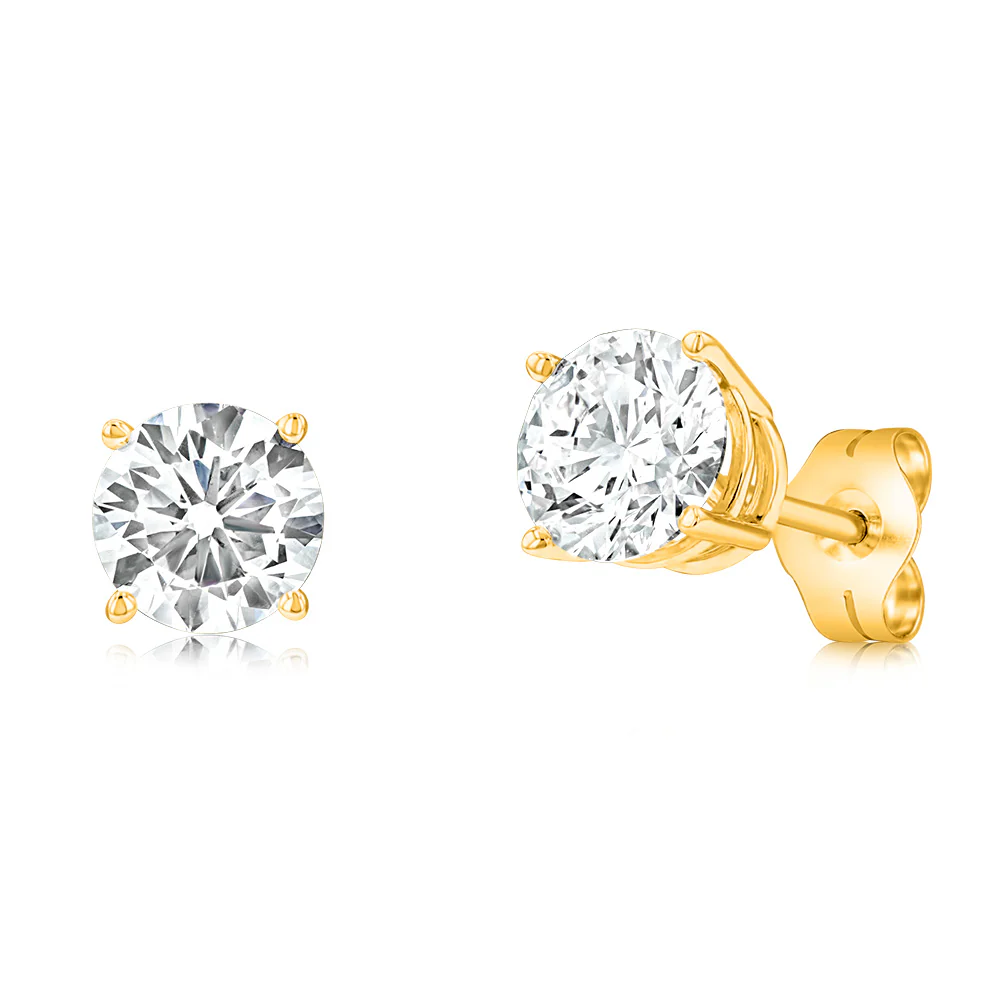 Luminesce Lab Grown Diamond TW=1.5 Carat Solitaire Stud Earrings in 14ct Yellow Gold