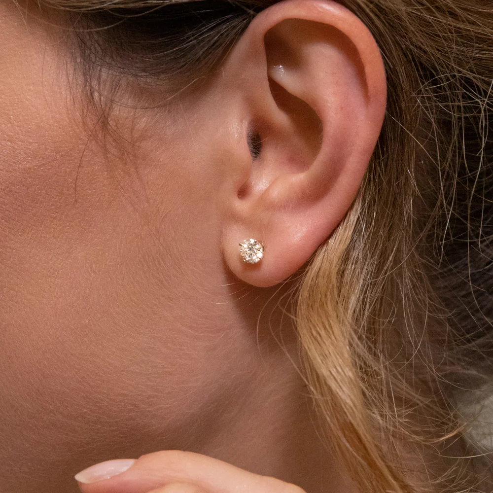 Luminesce Lab Grown Diamond TW=1 Carat Solitaire Stud Earrings in 14ct Yellow Gold - Image 2