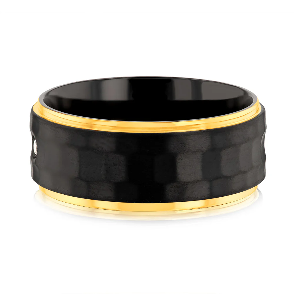 Luminesce Lab Grown Gold Plated Black Zirconium Diamond Ring - Image 2