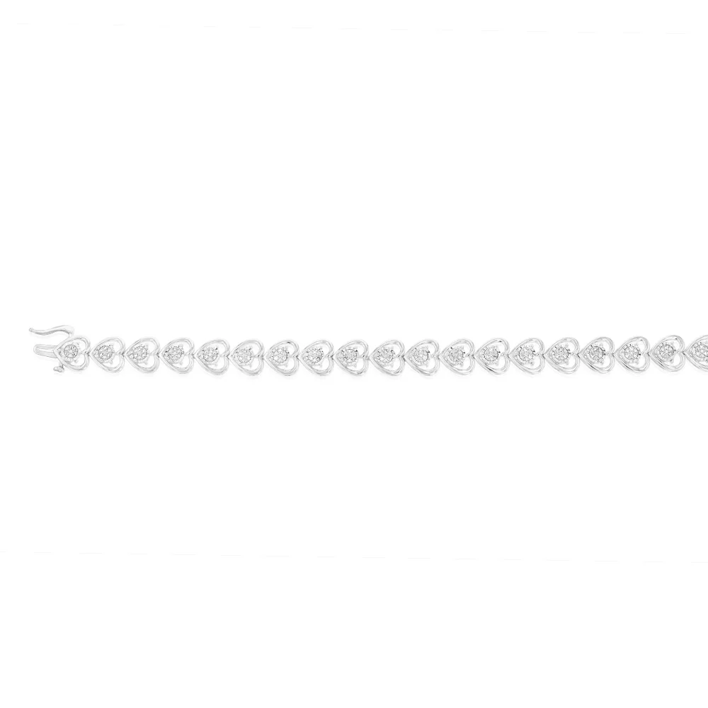 Luminesce Lab Grown Heart Shaped 1/6 Carat Diamond in Sterling Silver Bracelet - Image 2