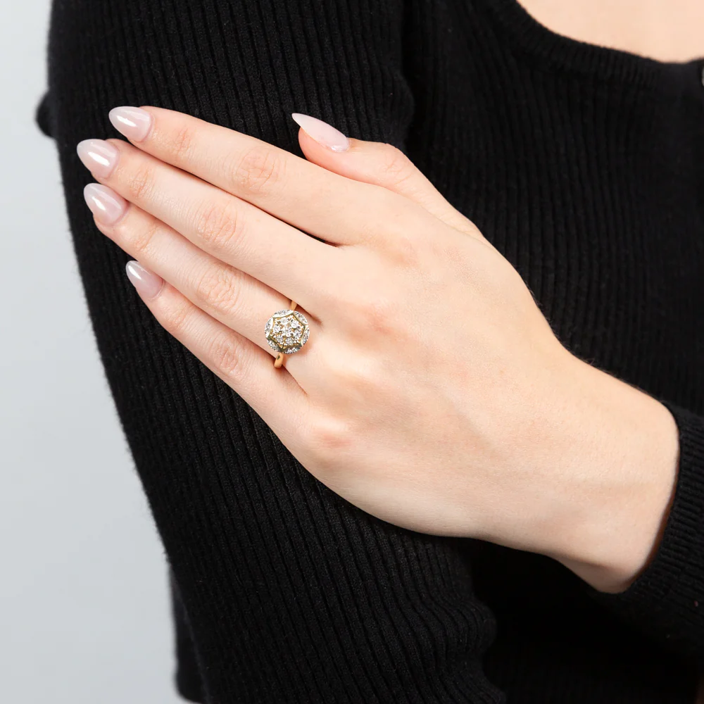 Luminesce Lab Grown Oval Ring with 19 Diamonds Set in 9 Carat Yellow Gold - Image 3