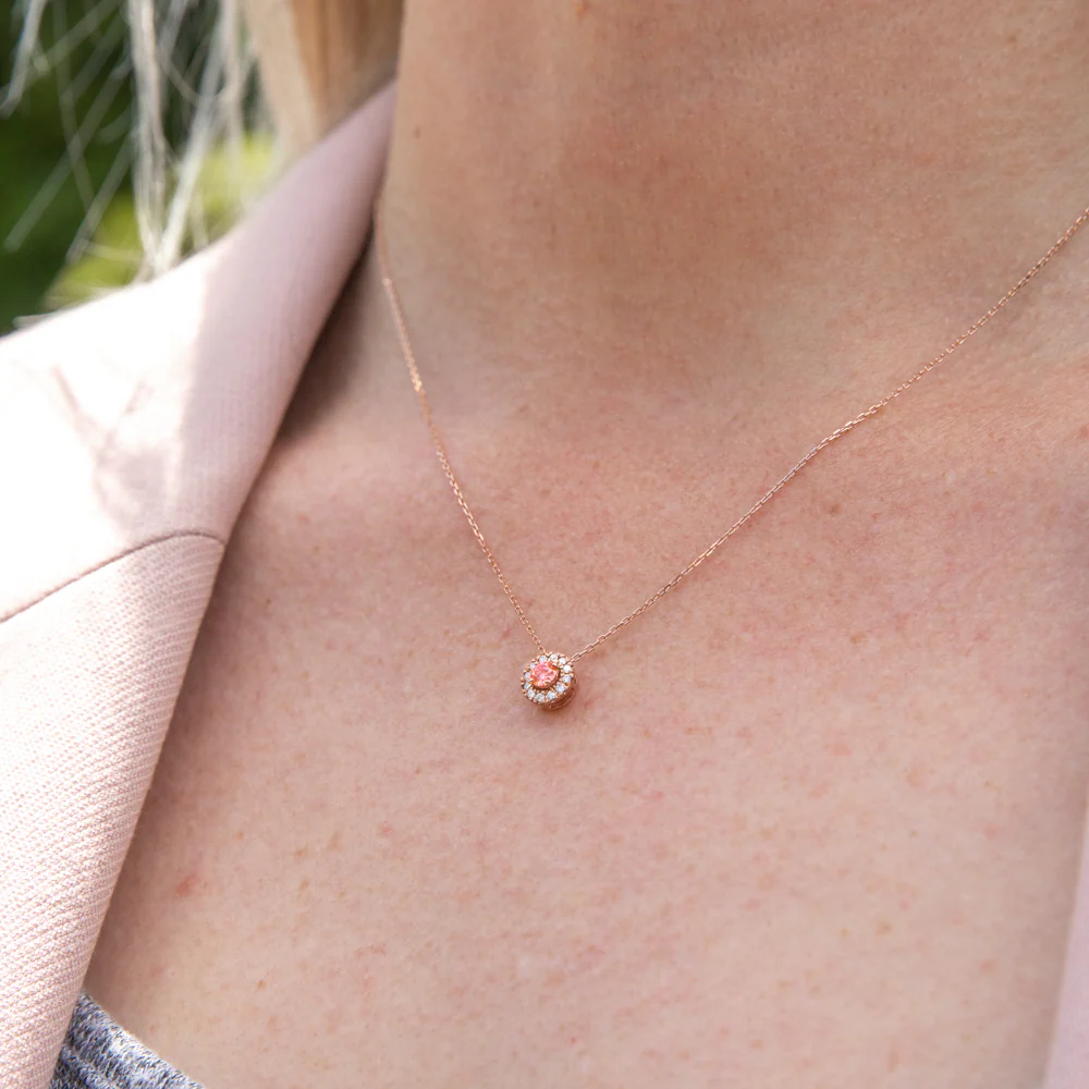 Luminesce Lab Grown Pink and White Diamond Pendant with Chain Included - Image 2