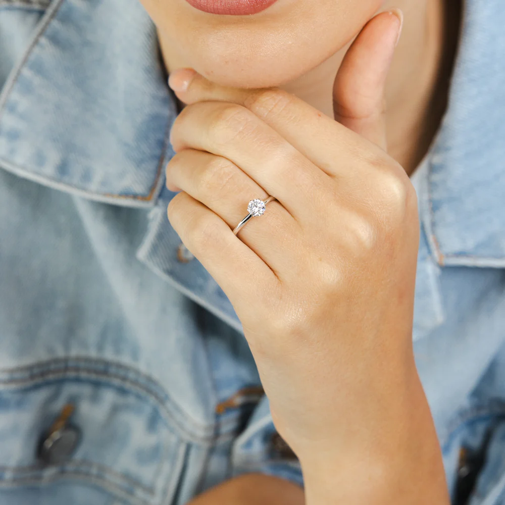 Luminesce Lab Grown Sterling Silver 1/2 Carat Diamond Solitaire Ring - Image 4