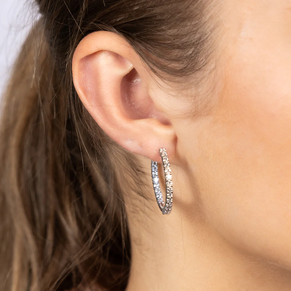 Luminesce Lab Grown Sterling Silver 2 Carat Diamond Hoop Earrings - Image 2