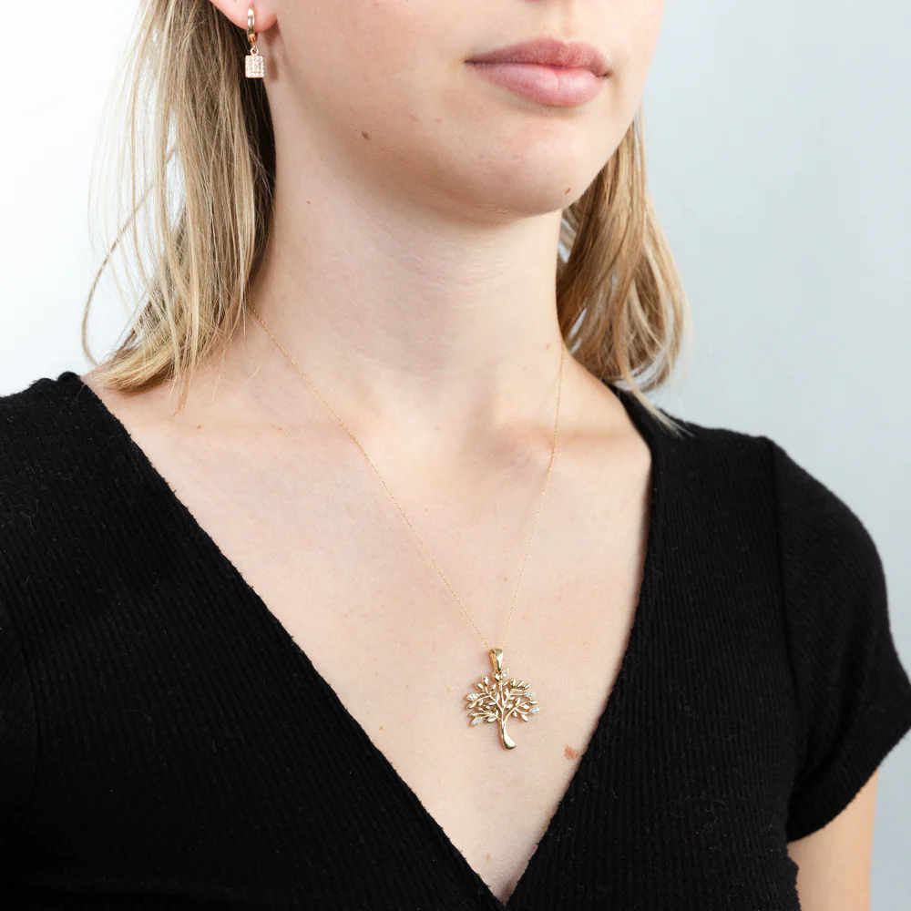 Luminesce Lab Grown Tree of Life Diamond Pendant in 9ct Yellow Gold including Chain - Image 2