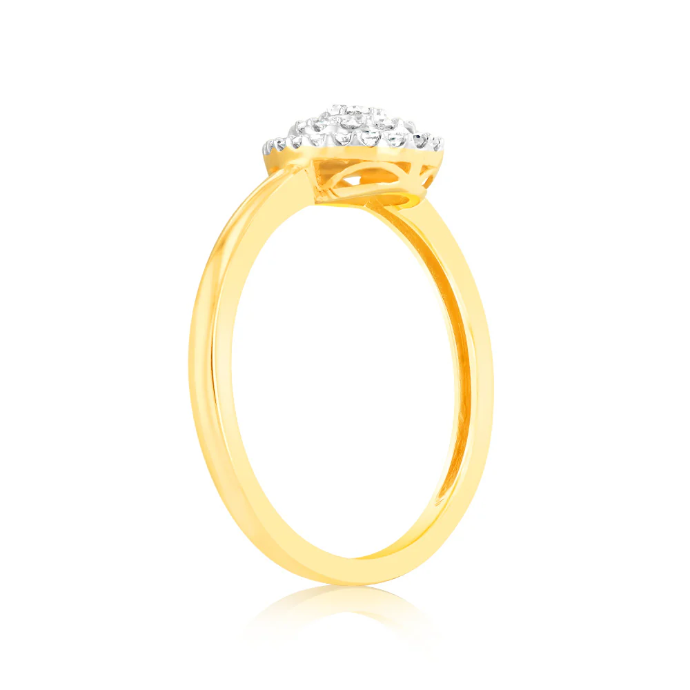 Luminesce Laboratory Grown Pear 1/6 Carat Diamond Ring in 9ct Yellow Gold - Image 3