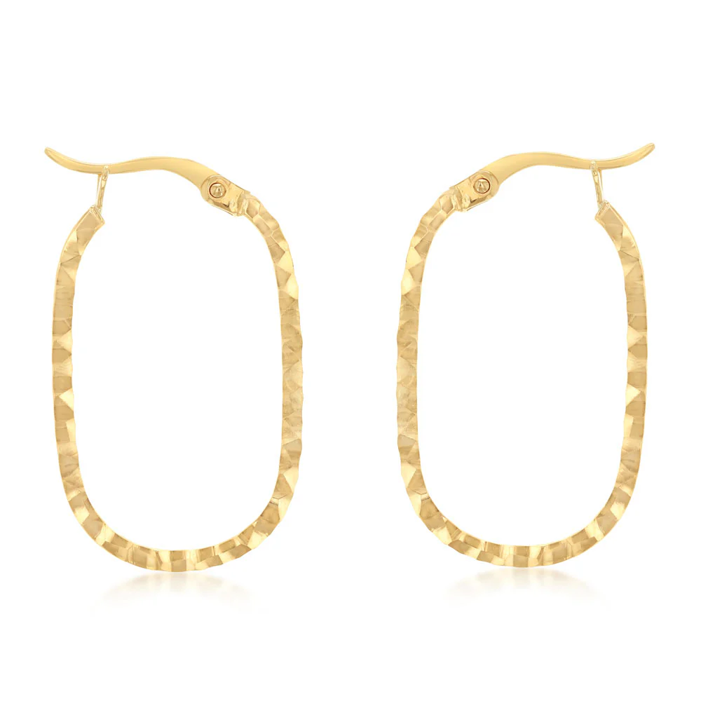 Medium Oval Hoop Earrings in 9ct Yellow Gold - Image 2