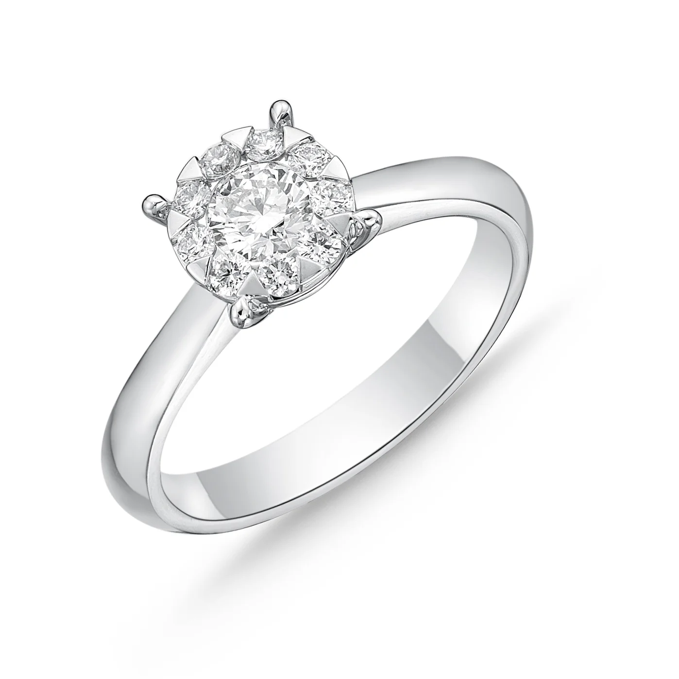 Memoire 18ct White Gold 0.30 Carat Diamond Bouquet Solitaire Ring