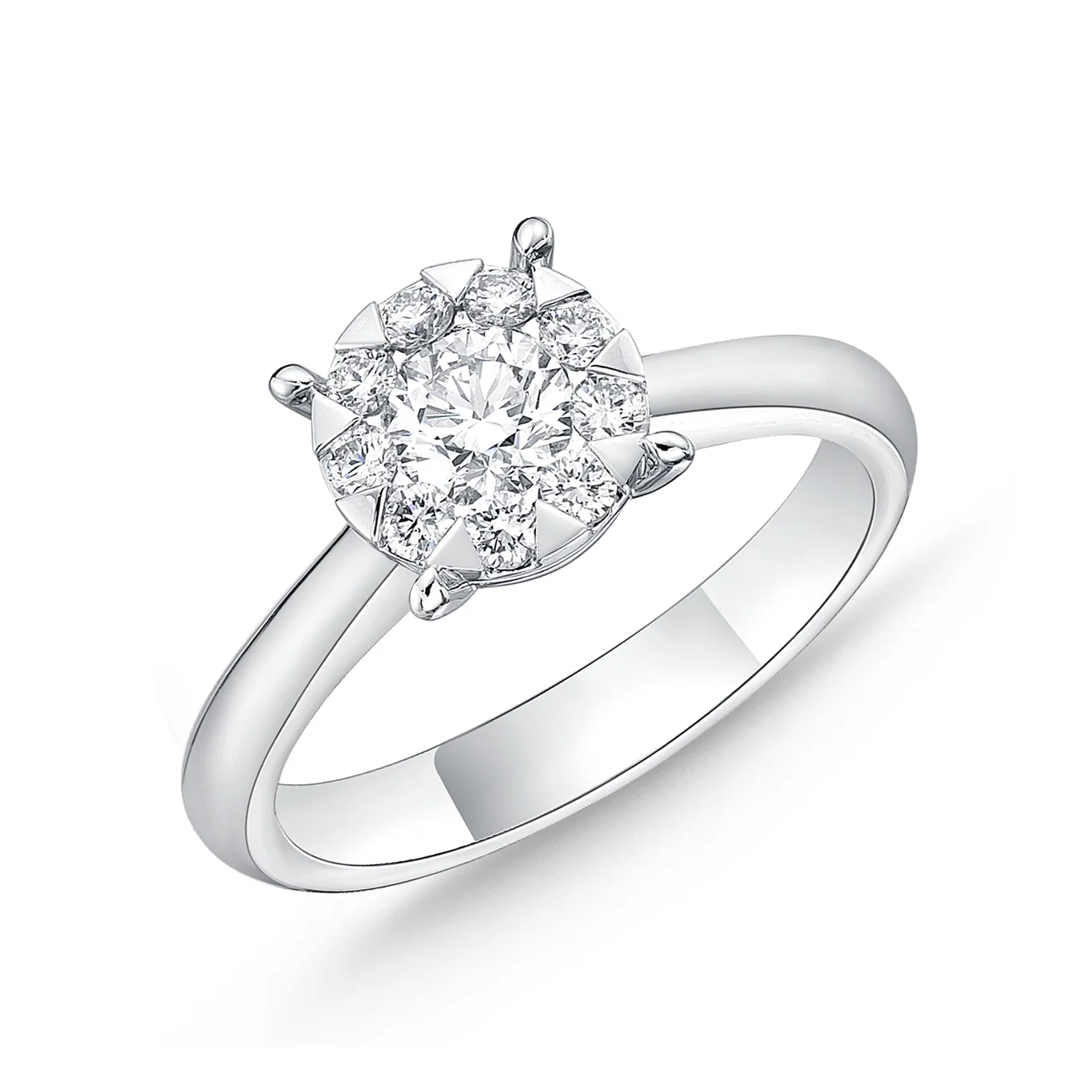Memoire 18ct White Gold 0.60 Carat Diamond Bouquet Solitaire Ring - Image 2