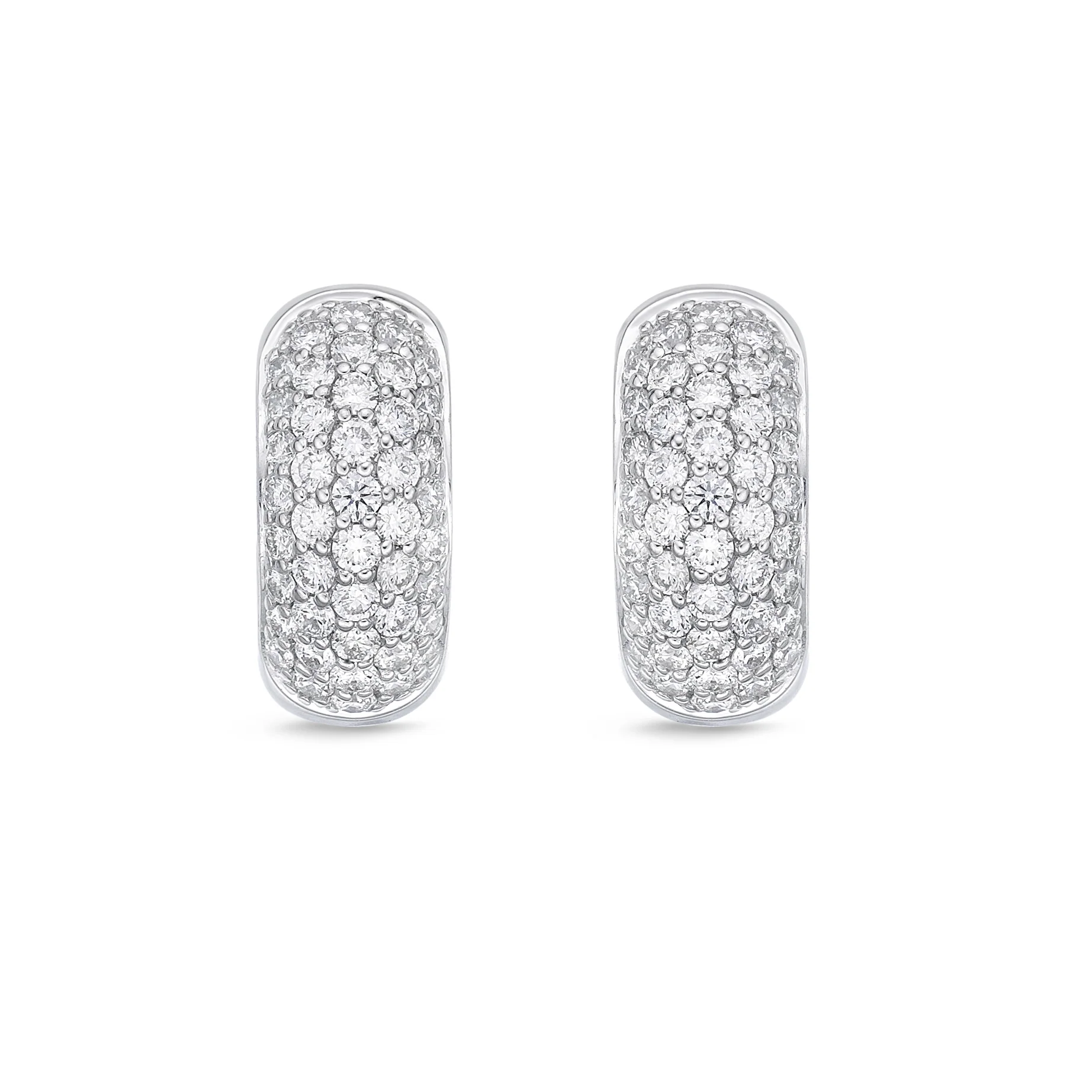 Memoire 18ct White Gold 0.80 Carat Diamond Pave Huggies 13x13mm - Image 2
