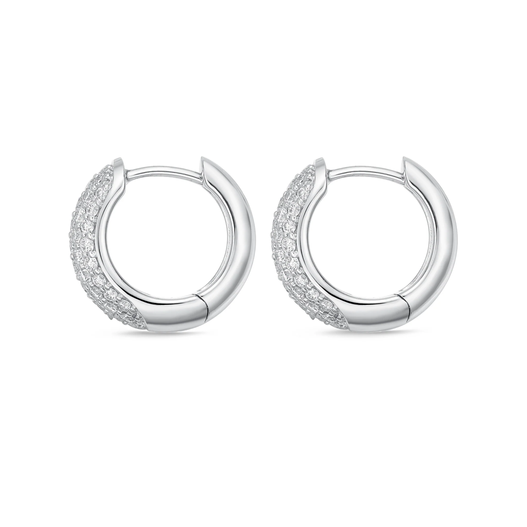 Memoire 18ct White Gold 0.80 Carat Diamond Pave Huggies 13x13mm - Image 3