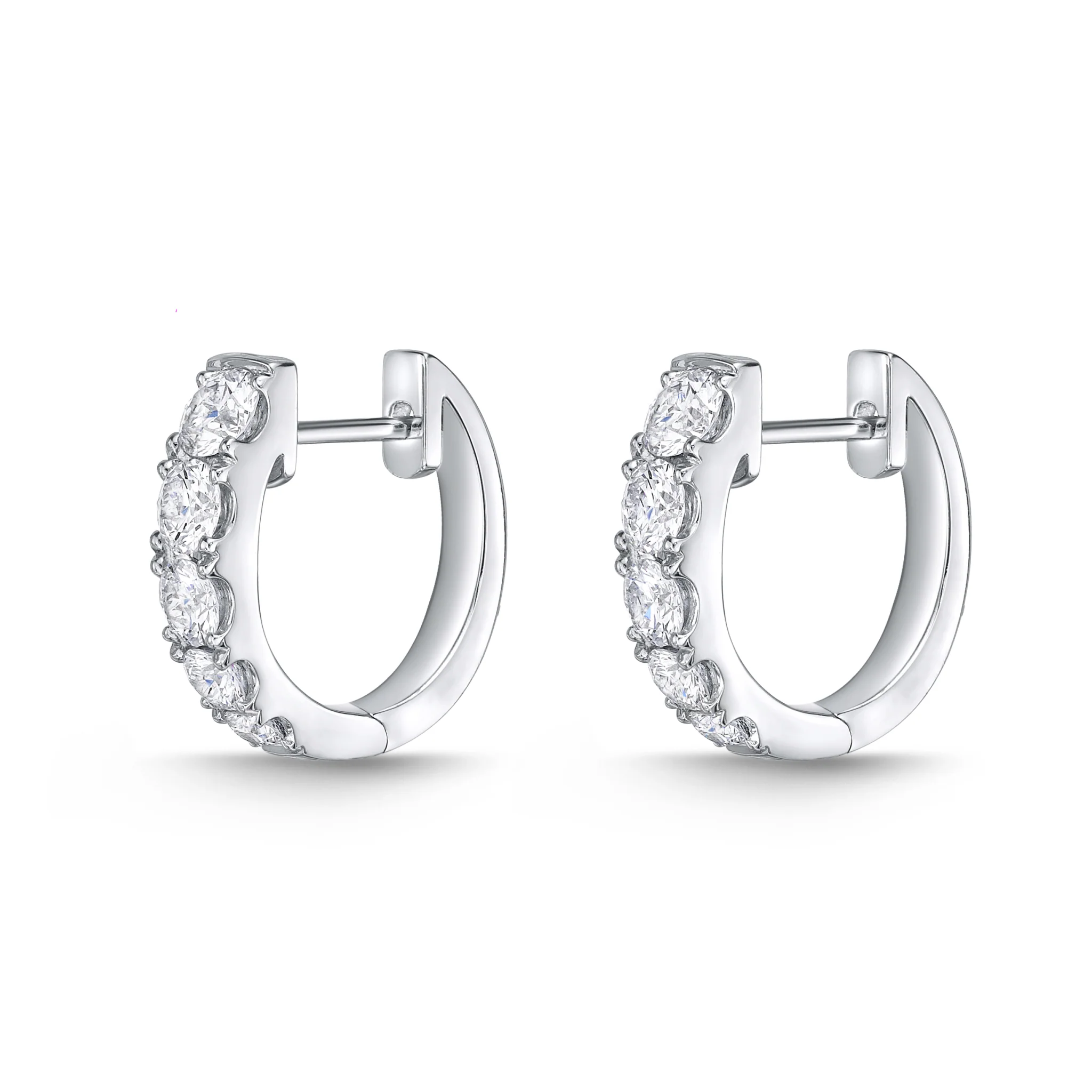 Memoire 18ct White Gold 0.90 Carat Diamond Graduated Huggies 14x14mm