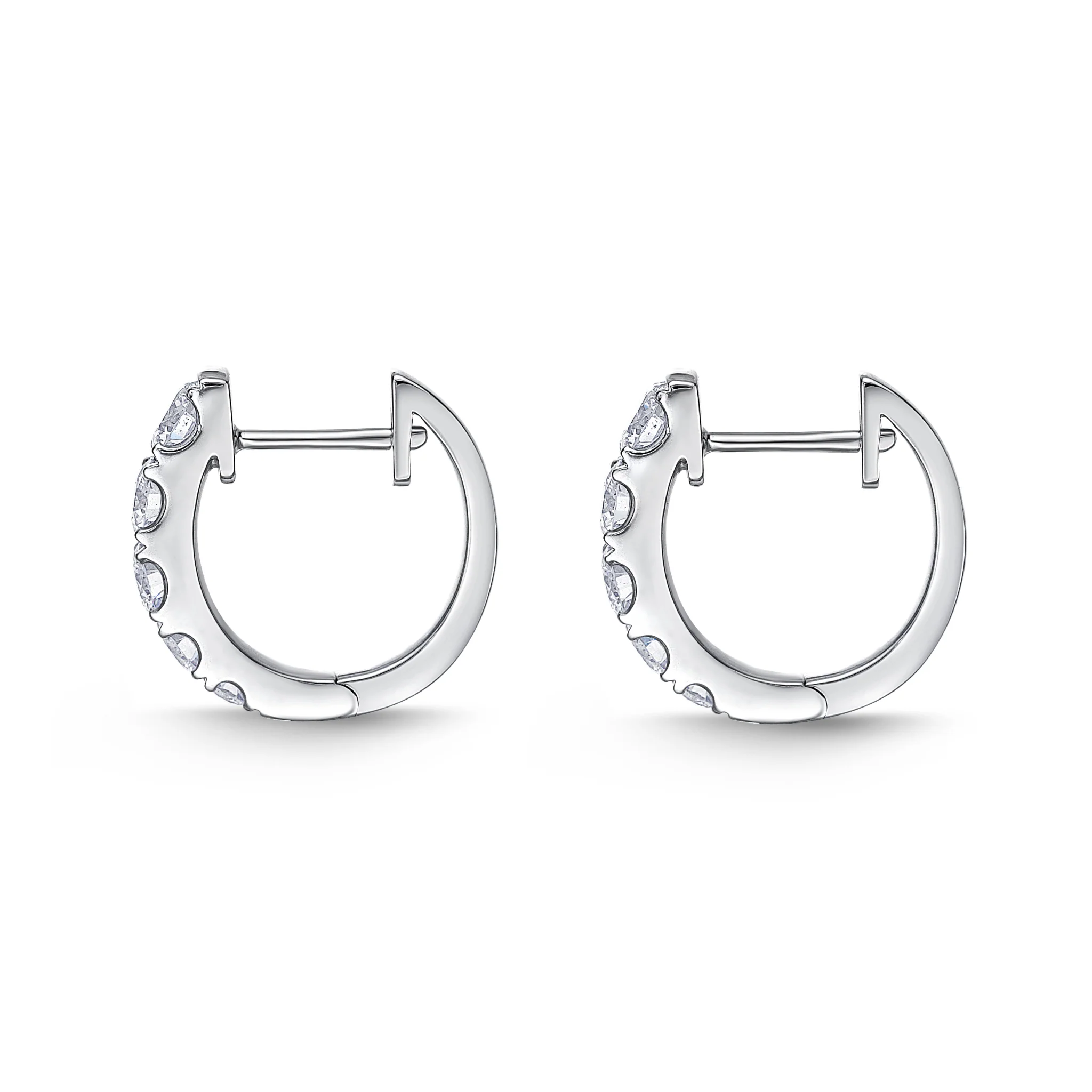 Memoire 18ct White Gold 0.90 Carat Diamond Graduated Huggies 14x14mm - Image 2