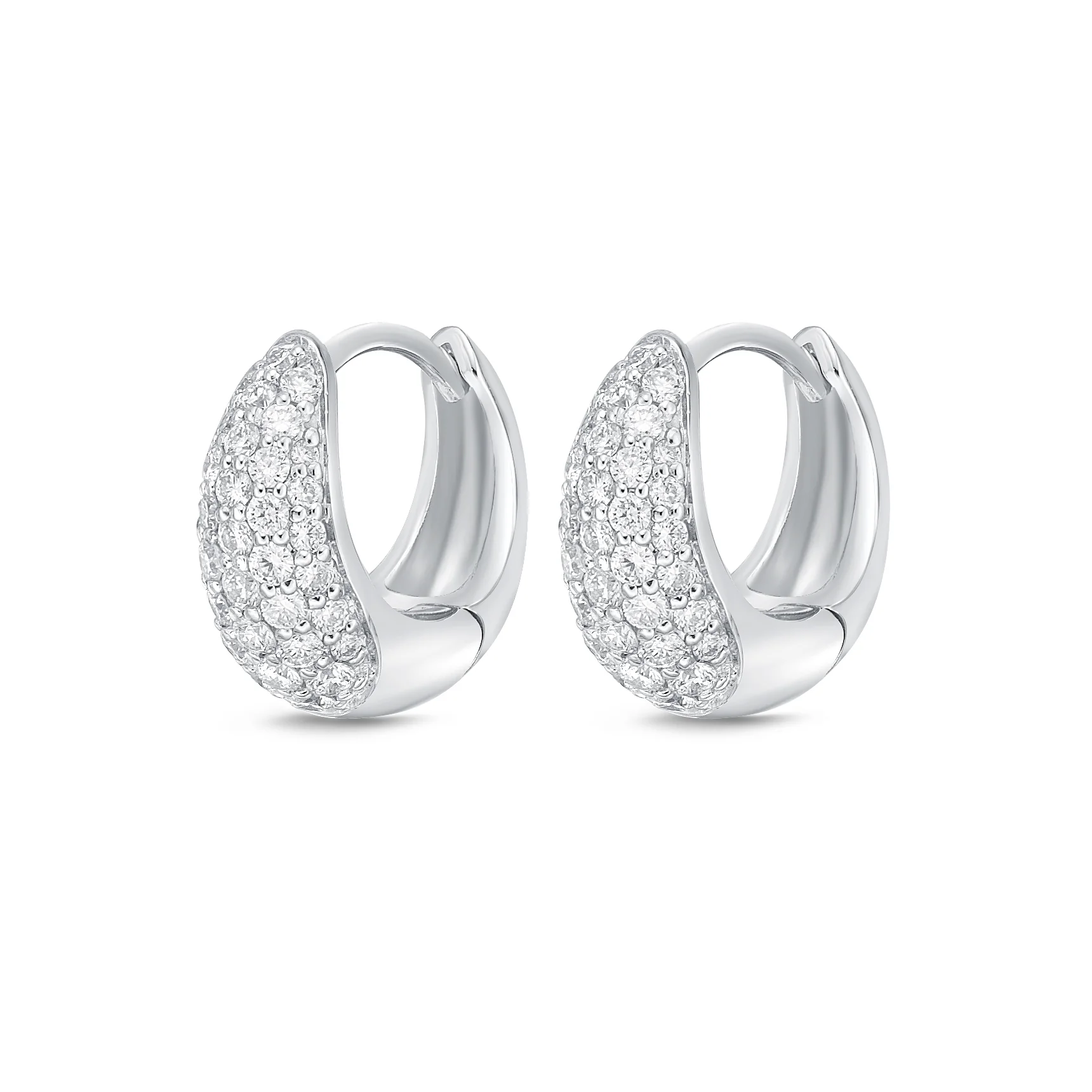 Memoire 18ct White Gold 1/2 Carat Diamond Pave Hoop Earrings
