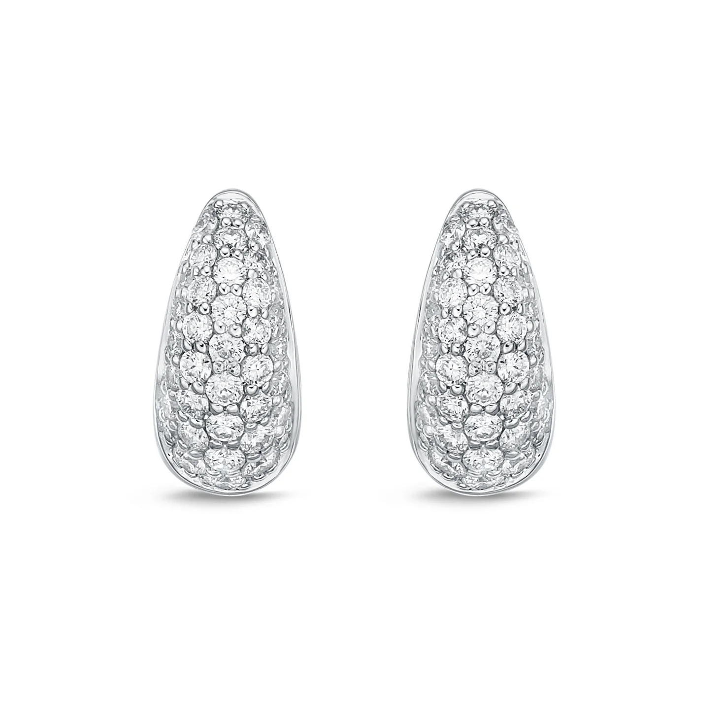 Memoire 18ct White Gold 1/2 Carat Diamond Pave Hoop Earrings - Image 2