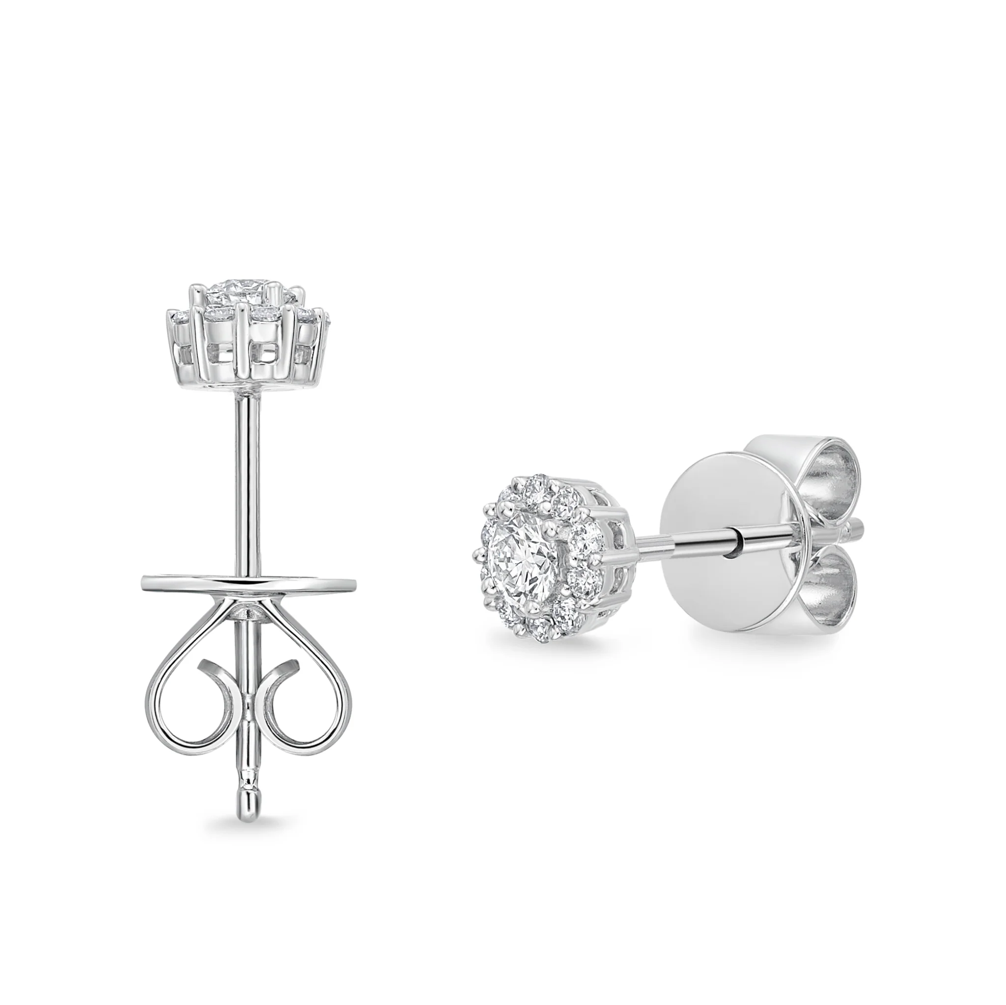 Memoire 18ct White Gold 1/4 Carat Diamond Blossom Style Fashion Studs - Image 3