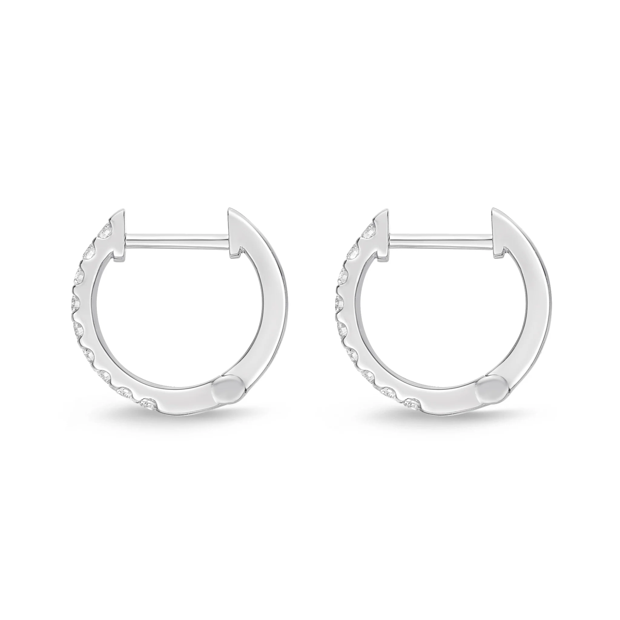Memoire 18ct White Gold 1/4 Carat Diamond Huggies 12x12mm - Image 3