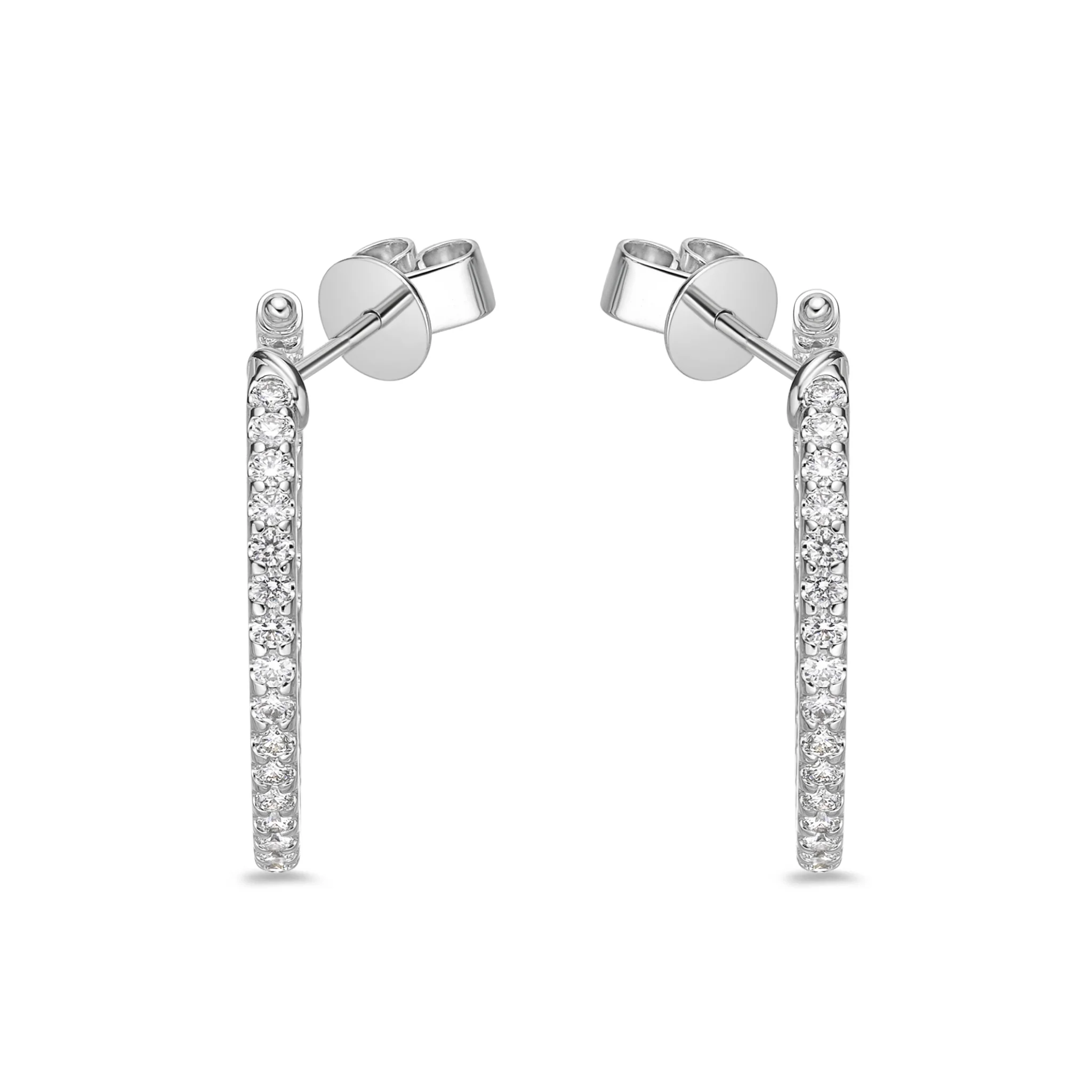 Memoire 18ct White Gold 1 Carat Diamond Odessa Hoop Earrings 24x24mm - Image 3