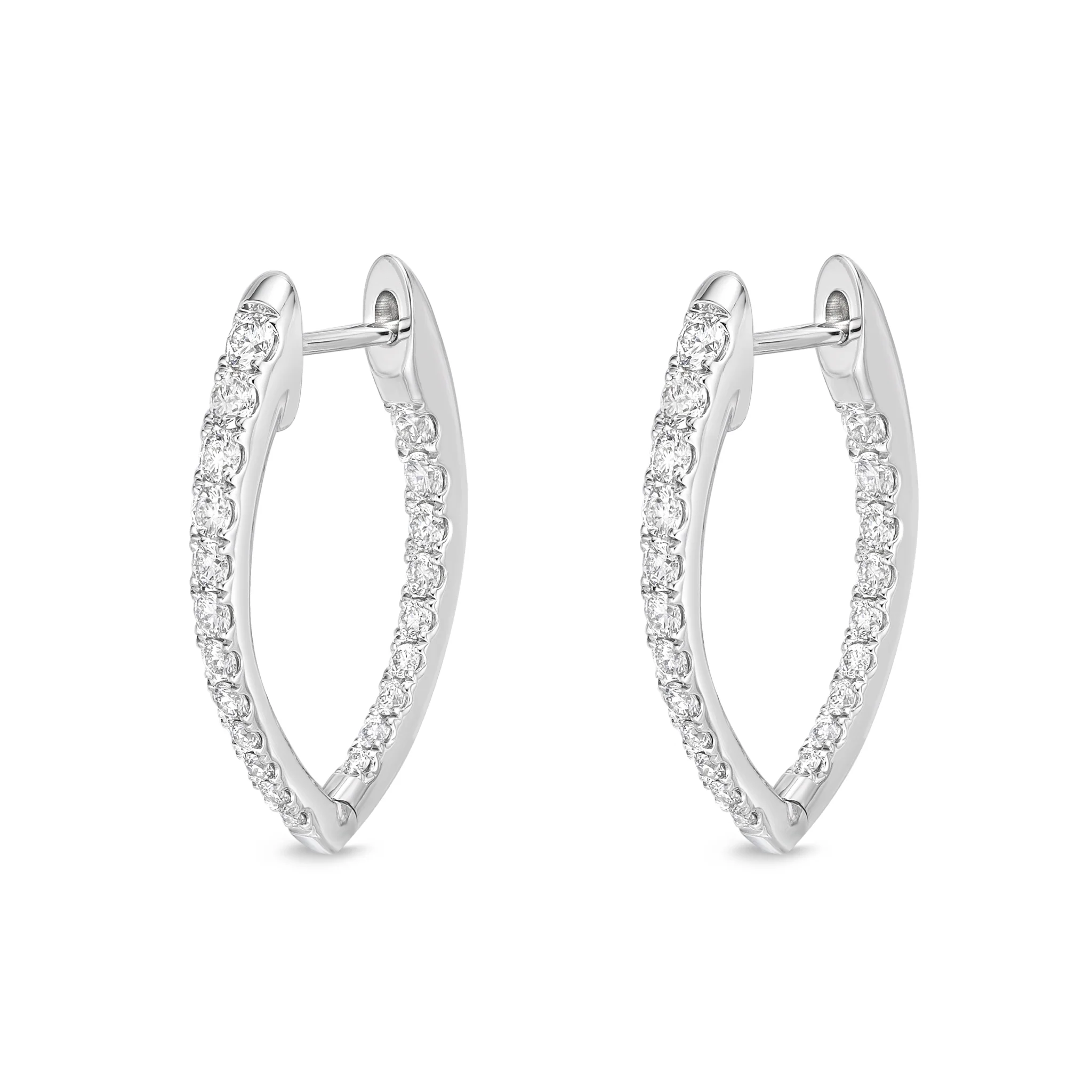 Memoire 18ct White Gold 3/4 Carat Diamond Imperial Hoop Earrings 22X14mm