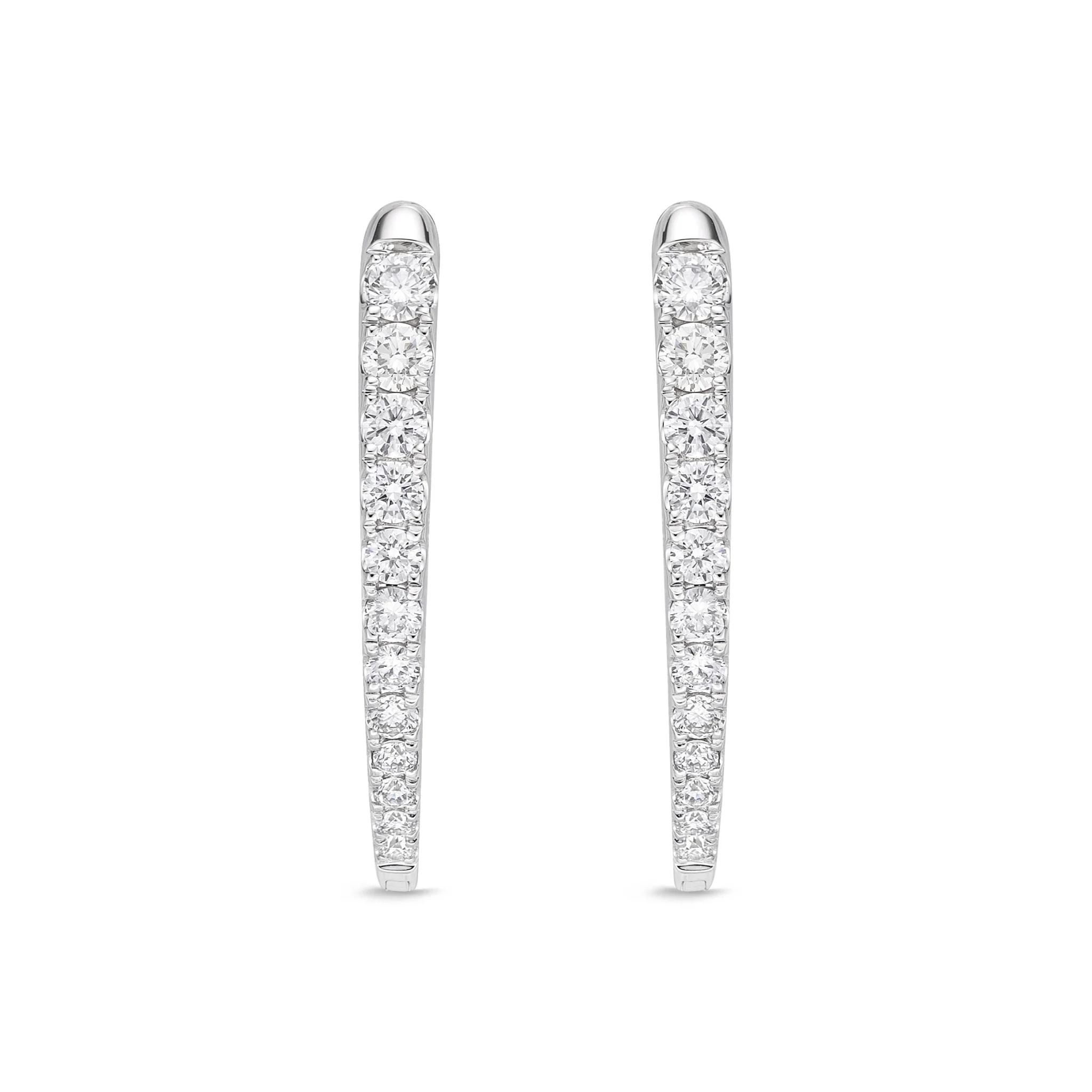 Memoire 18ct White Gold 3/4 Carat Diamond Imperial Hoop Earrings 22X14mm - Image 2