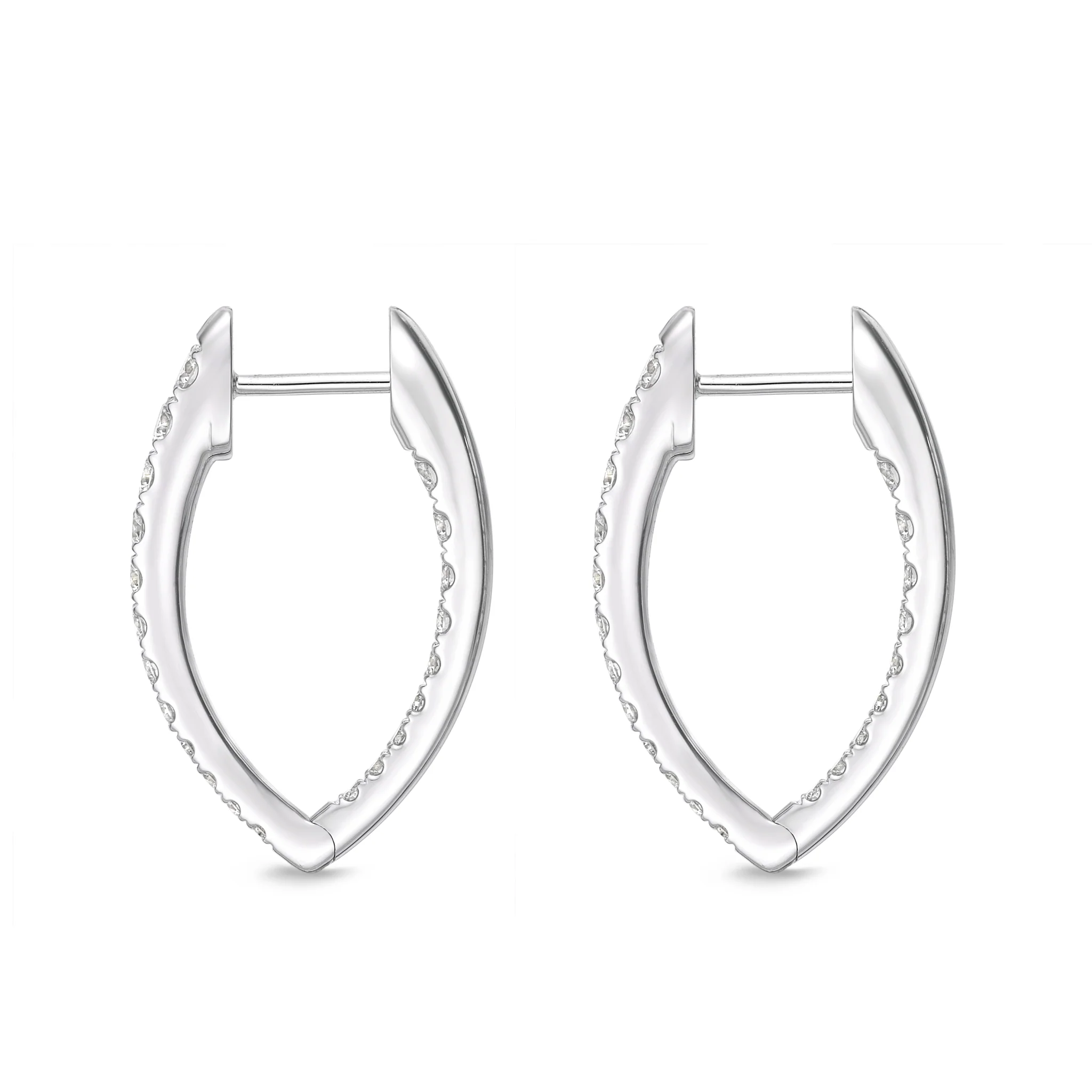 Memoire 18ct White Gold 3/4 Carat Diamond Imperial Hoop Earrings 22X14mm - Image 3