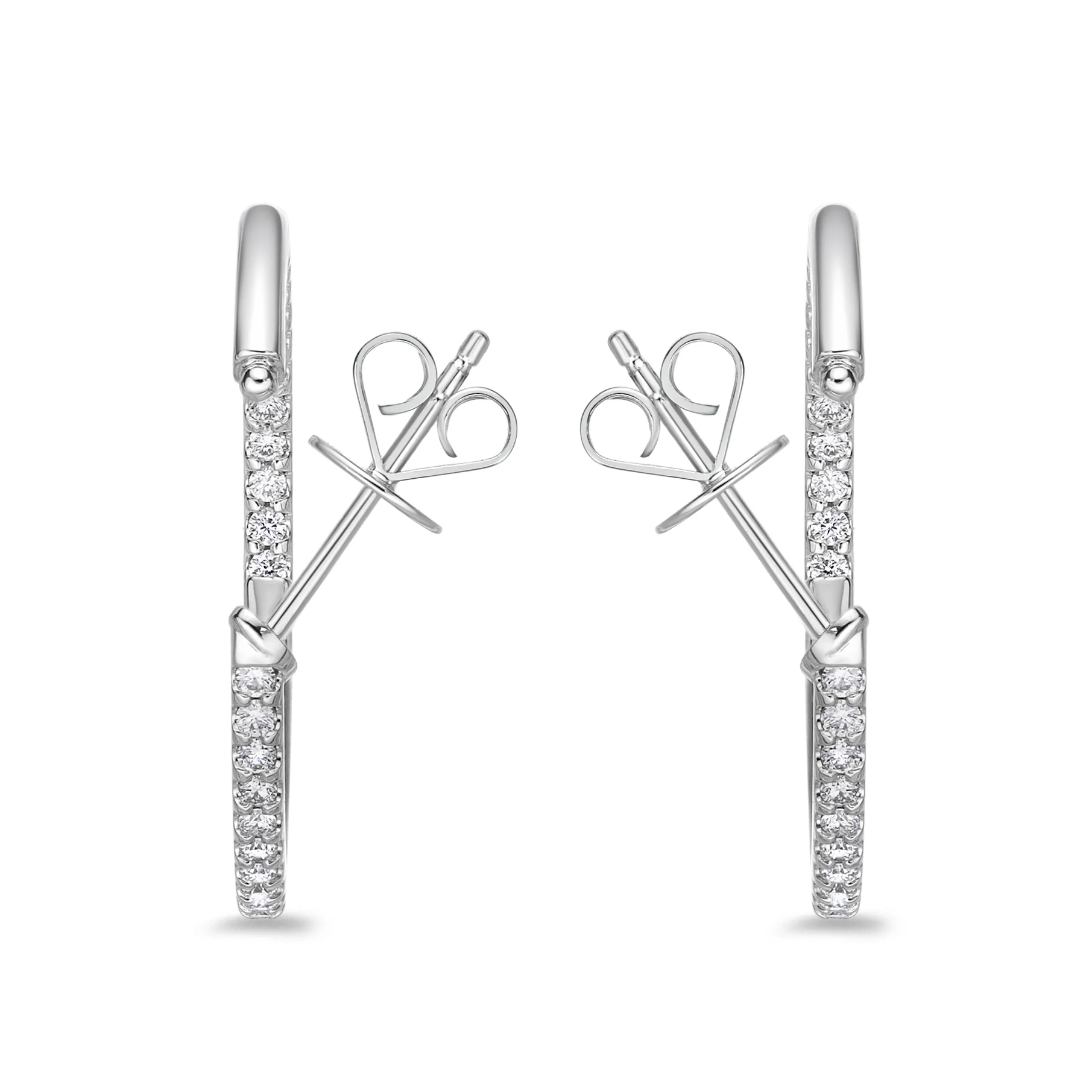 Memoire 18ct White Gold 3/4 Carat Diamond Odessa Hoop Earrings 24x24mm - Image 3