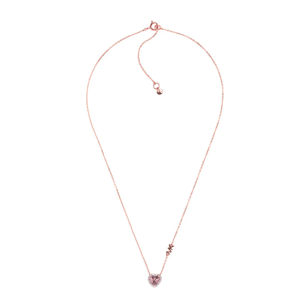 Michael Kors 14ct Rose Gold Plated Heart Pendant On Chain