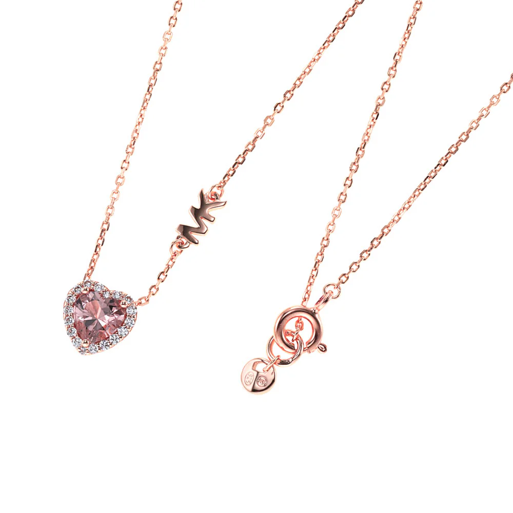 Michael Kors 14ct Rose Gold Plated Heart Pendant On Chain - Image 2