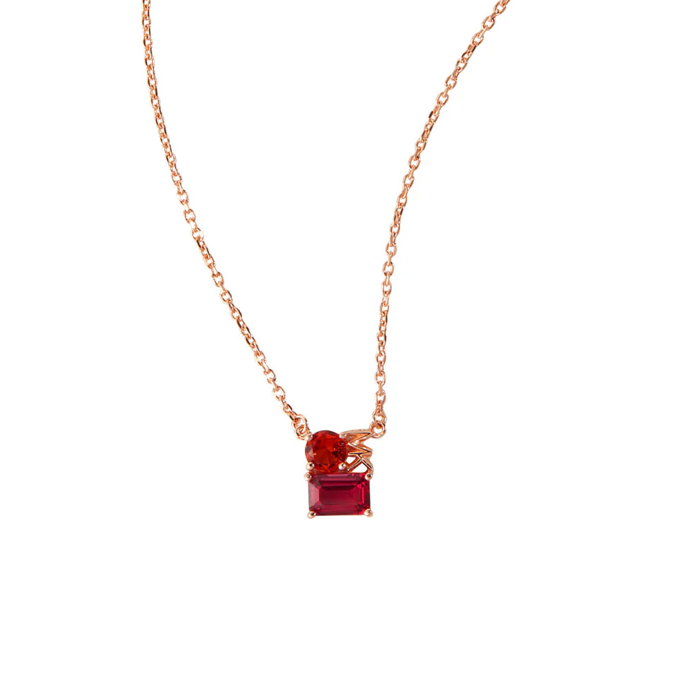 Michael Kors 14ct Rose Gold Plated Stainless Steel Premium Mixed Stone Pendant with Chain - Image 3