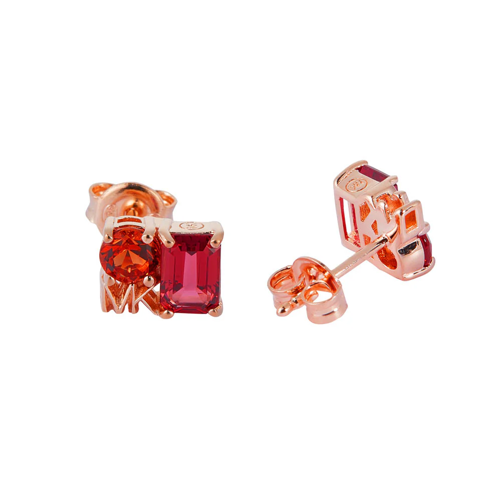 Michael Kors 14ct Rose Gold Plated Sterling Silver Mixed Stone Stud Earring - Image 2