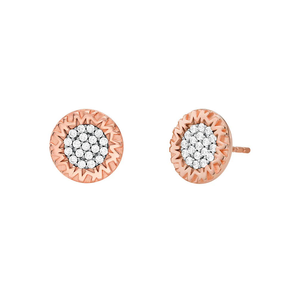 Michael Kors 14ct Rose Gold Plated Sterling Silver Premium Monogram Stud Earring - Image 2