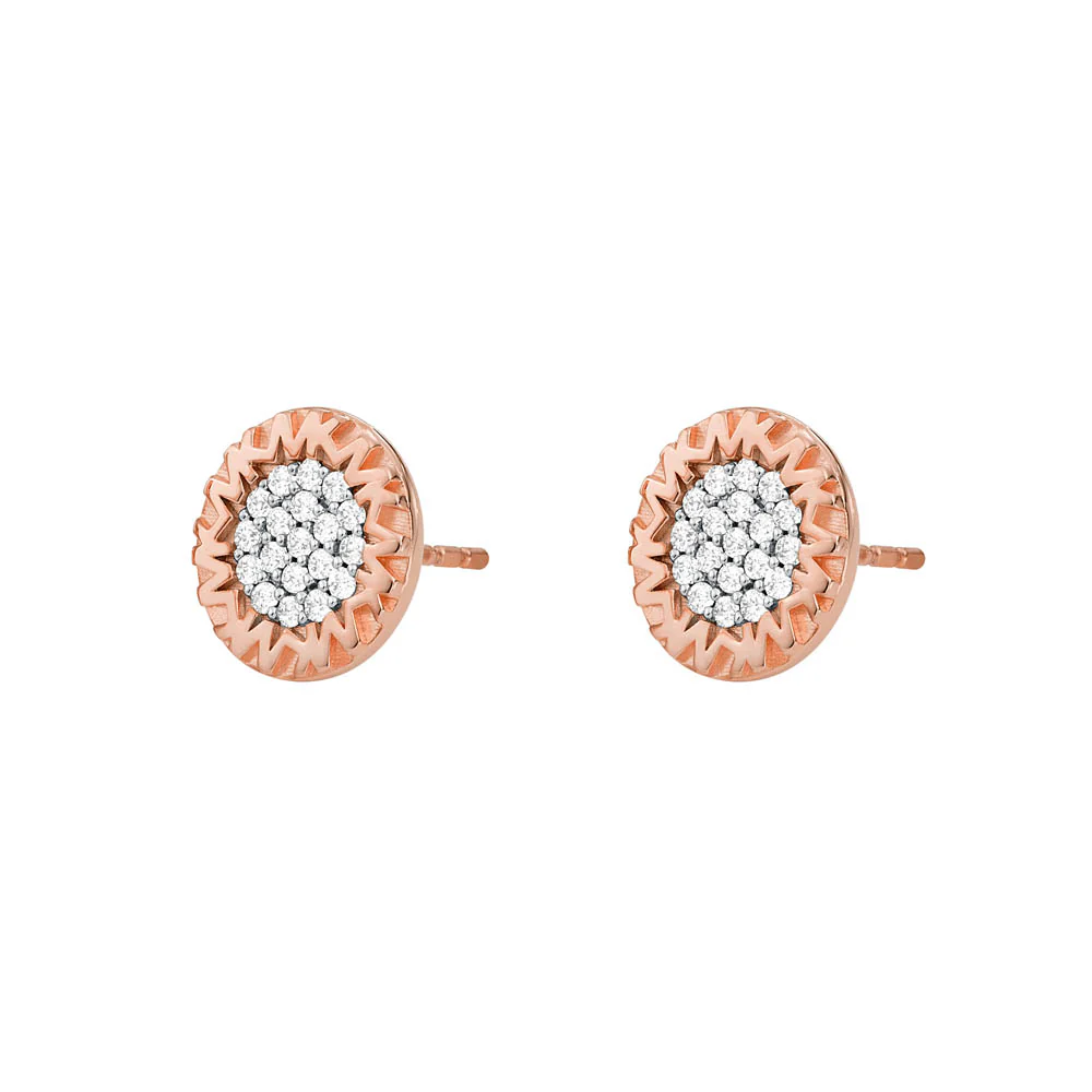 Michael Kors 14ct Rose Gold Plated Sterling Silver Premium Monogram Stud Earring - Image 3