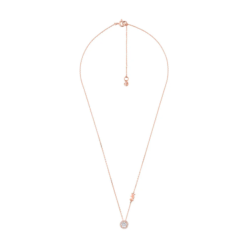 Michael Kors 14ct Rose Gold Plated Sterling Silver Premium Round Pendant With Chain