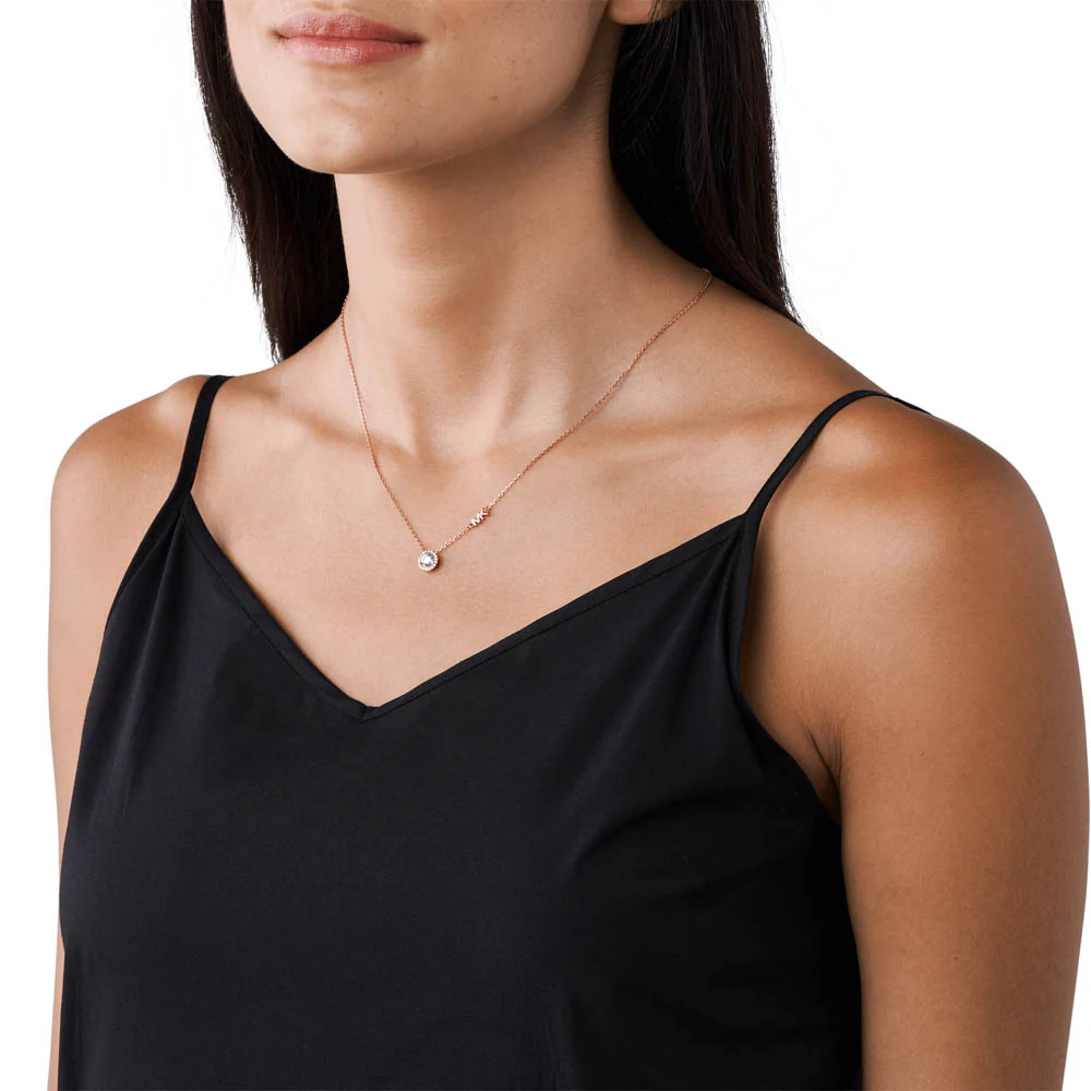 Michael Kors 14ct Rose Gold Plated Sterling Silver Premium Round Pendant With Chain - Image 3