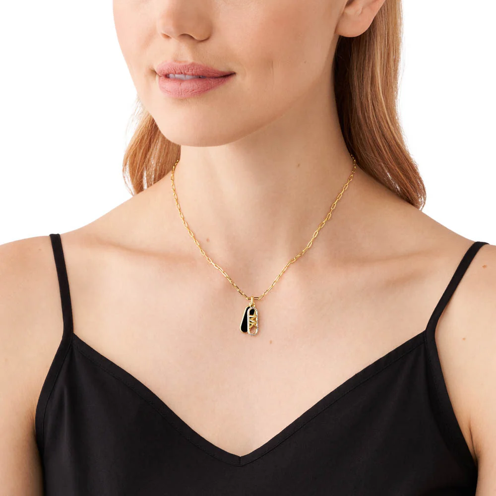 Michael Kors 14ct Yellow Gold Plated Brass Black Onyx Dog Tag Pendant with Chain - Image 5