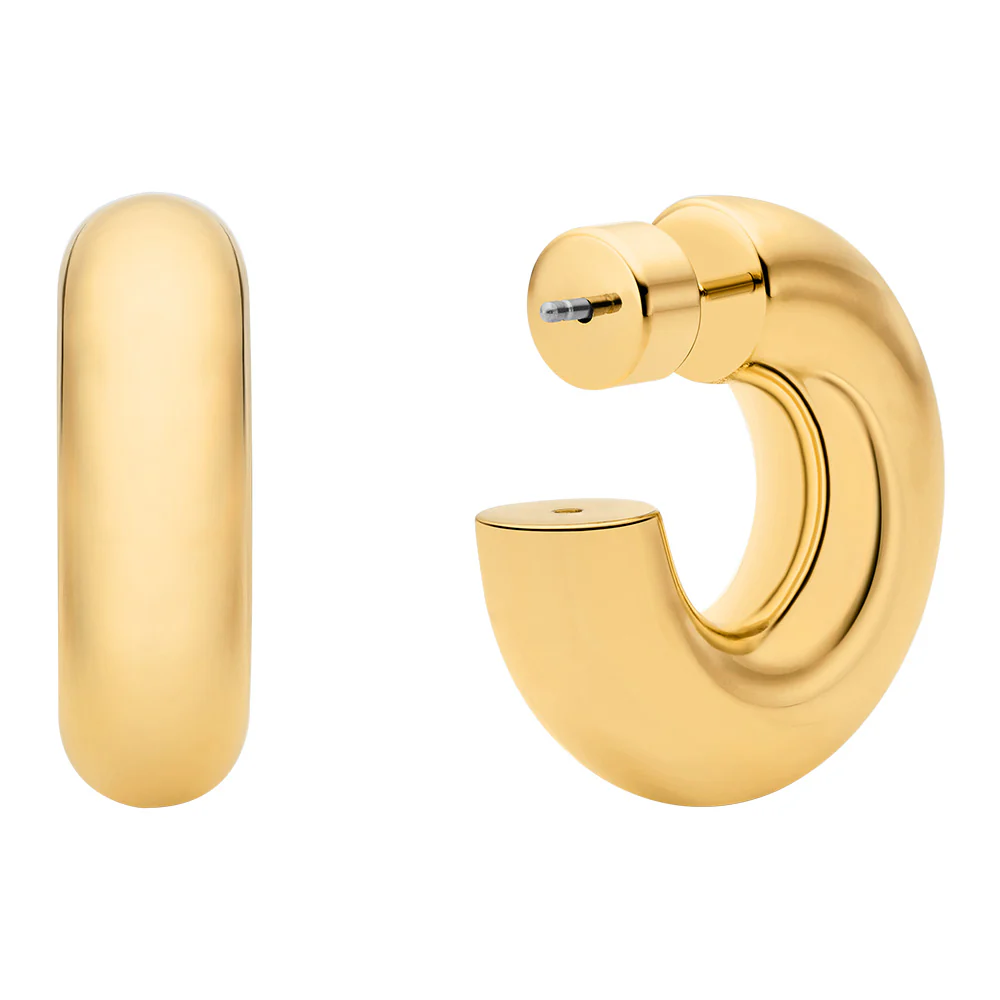 Michael Kors Gold Plated Brass Chunky Hoop Earrings - Image 2
