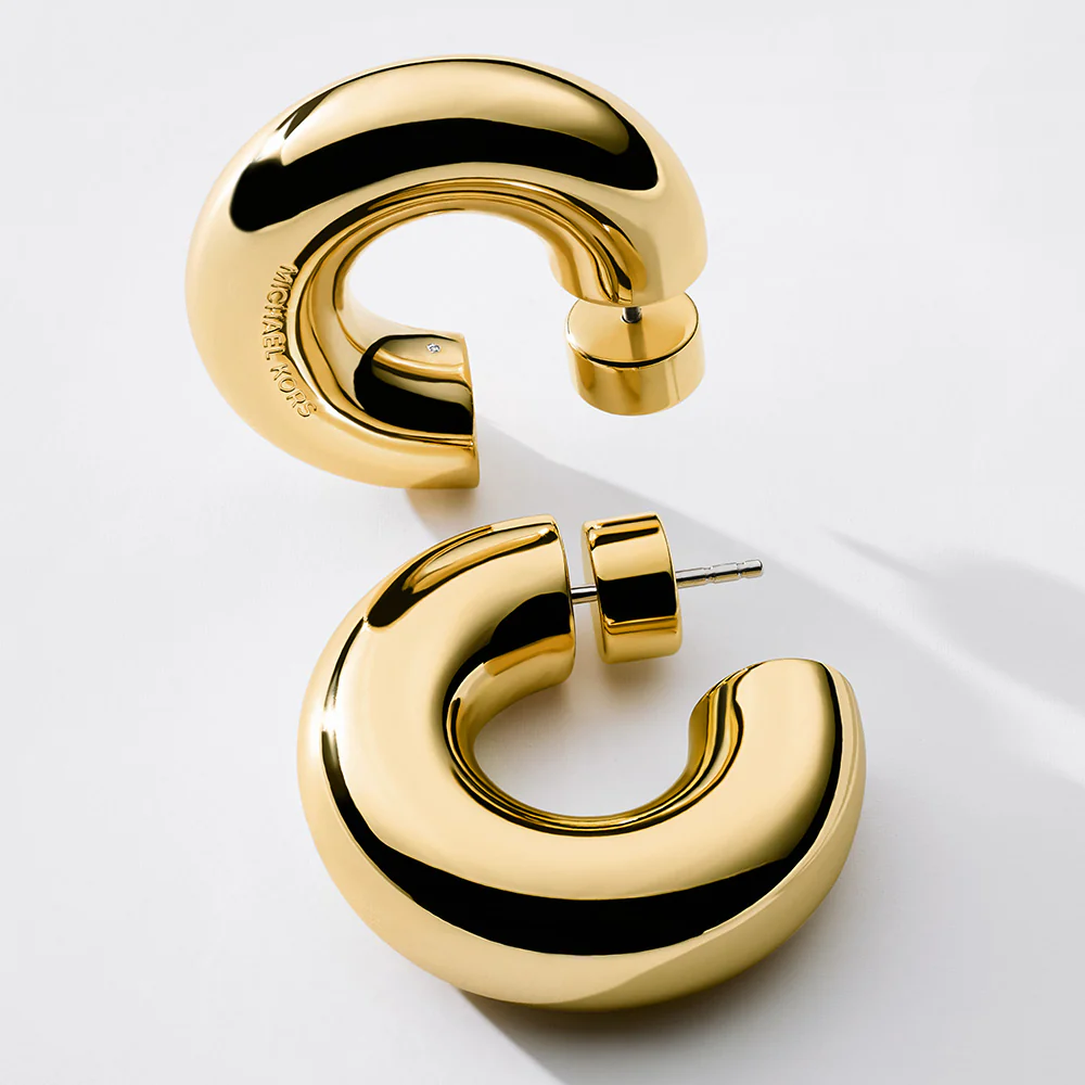 Michael Kors Gold Plated Brass Chunky Hoop Earrings - Image 3