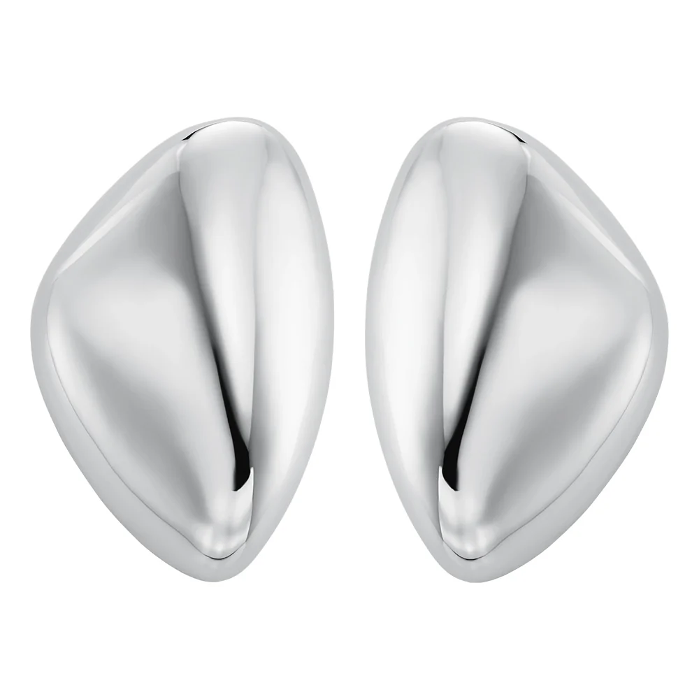 Michael Kors Silver Plated Brass Pebble Platinum Stud Earrings