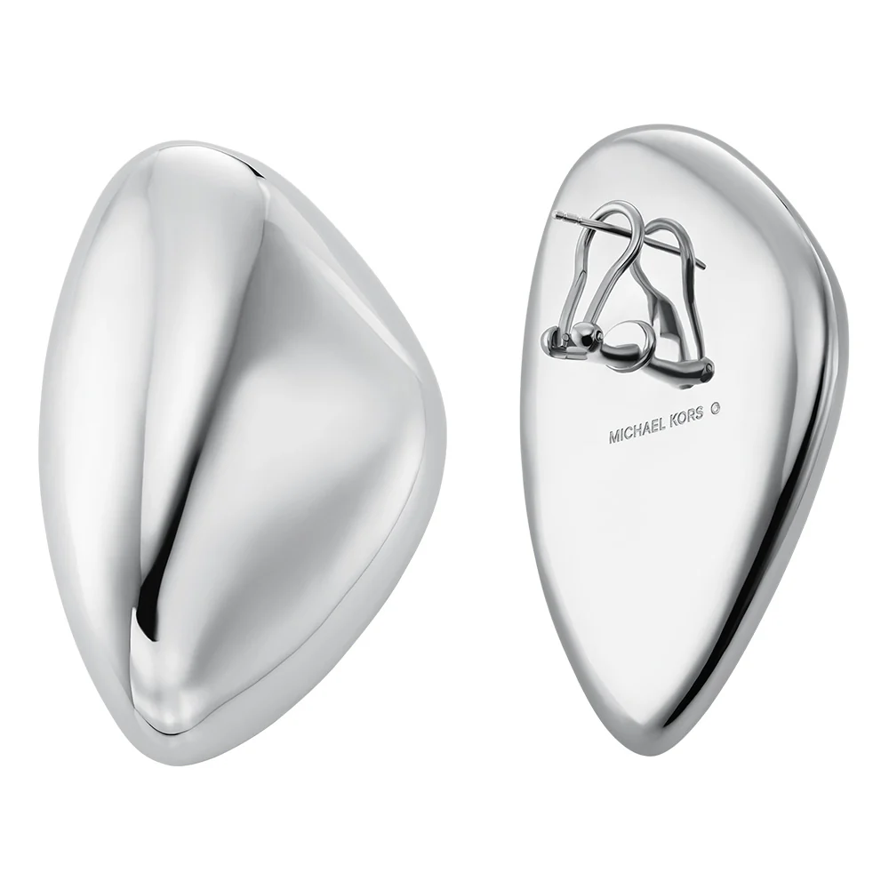 Michael Kors Silver Plated Brass Pebble Platinum Stud Earrings - Image 2