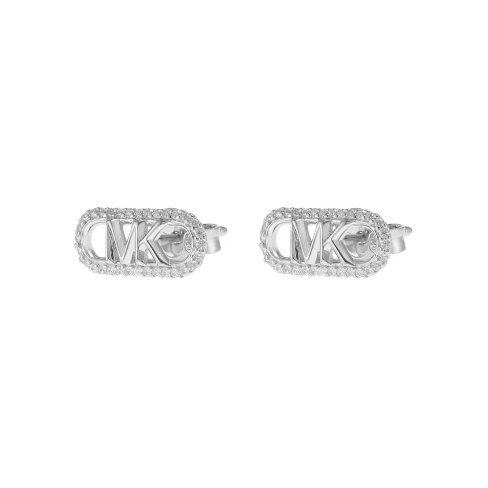 Michael Kors Sterling Silver Pave Empire Link Stud Earrings - Image 3