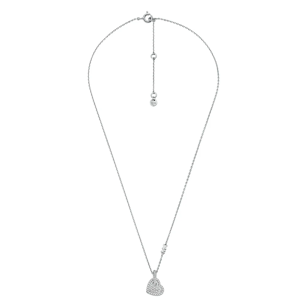 Michael Kors Sterling Silver Pave Heart Pendant On Chain